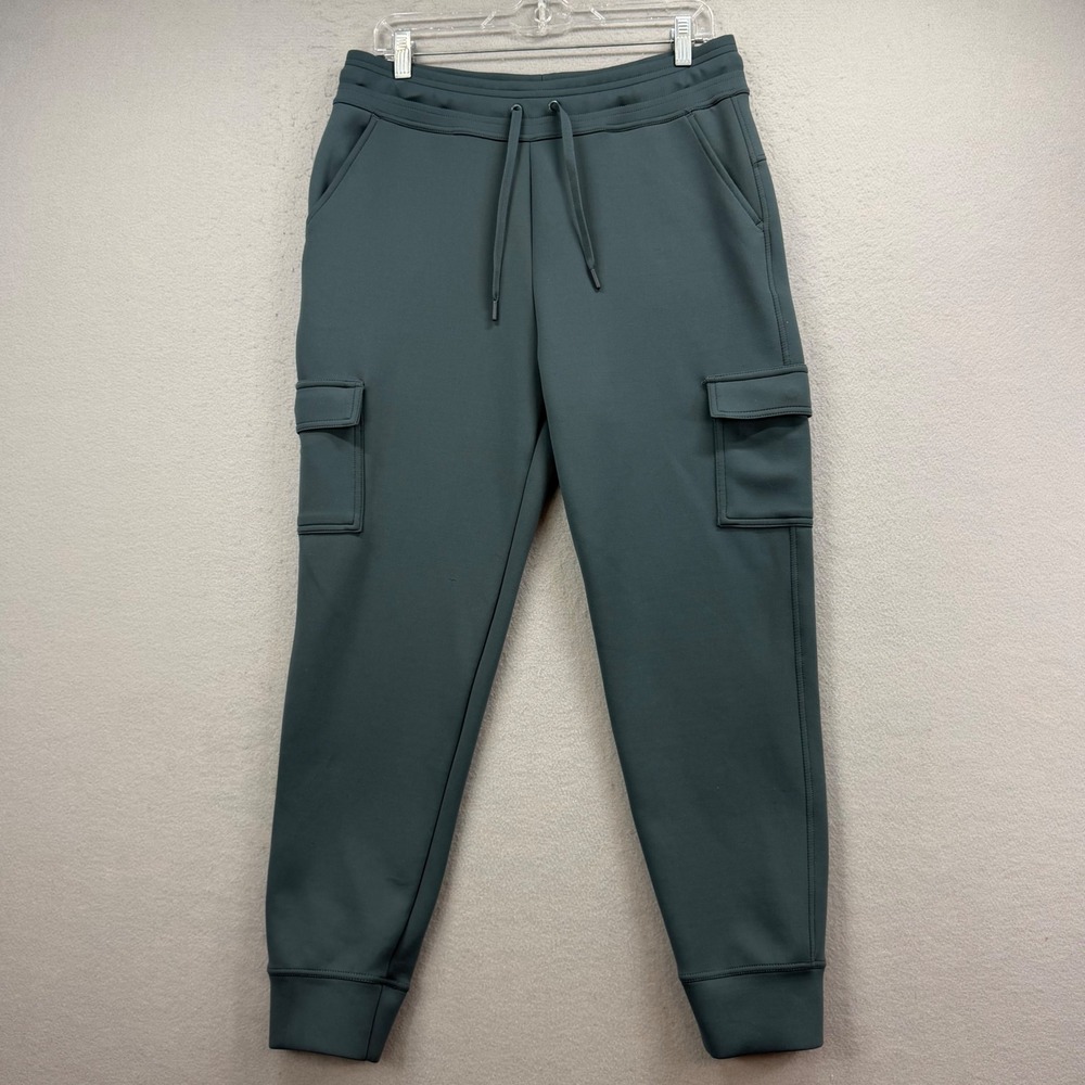 32 Degrees Heat Cargo Joggers Men Medium Teal Green Tech Fleece Taper Sweatpants